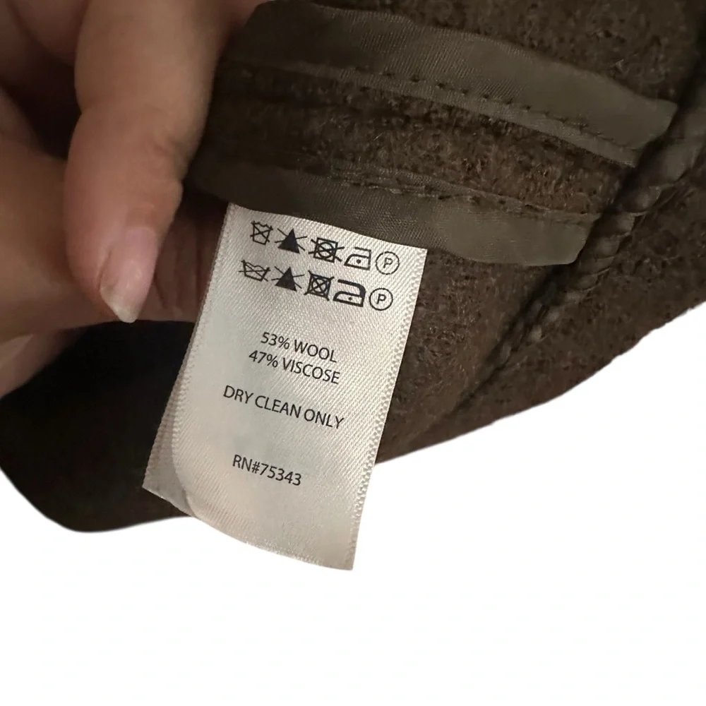 Jones NY Dark Green Wool Blend Button Up Trench Hooded Coat Size XL - Picture 5 of 8